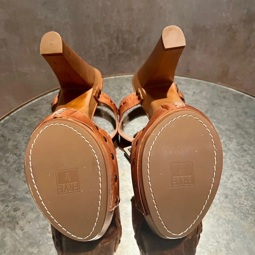Frye Brown Leather Platform Sandals - Picture 4 of 4
